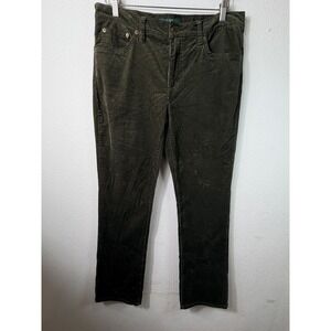 Lauren Ralph Lauren Women Pants Green 12 Corduroy Classic Straight Stretch Olive